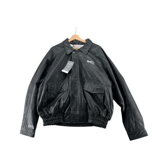 Burk’s Bay FedEx Freight Leather Jacket 2XL President Safety Team Black Coat - Picture 1 of 7